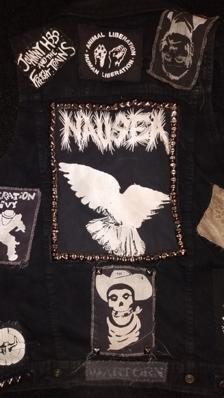 Hand sewn, worn, Punk Vest. - Picture 2 of 2